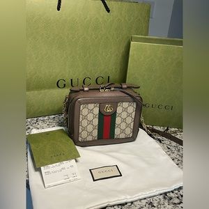 Rare Gucci Ophidia Zip Around Chain GG Bag Purse Crossbody Pristine Used